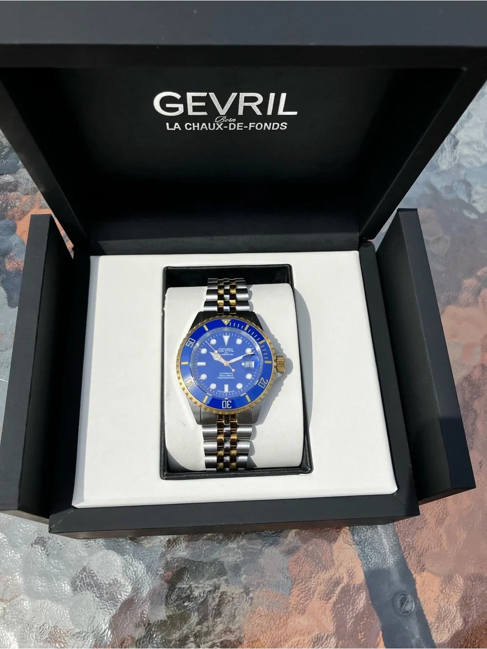Gevril Men's Two-Tone Blue Dial Automatic Watch